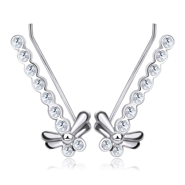 Silver Dragonfly Shaped Earrings EL-130